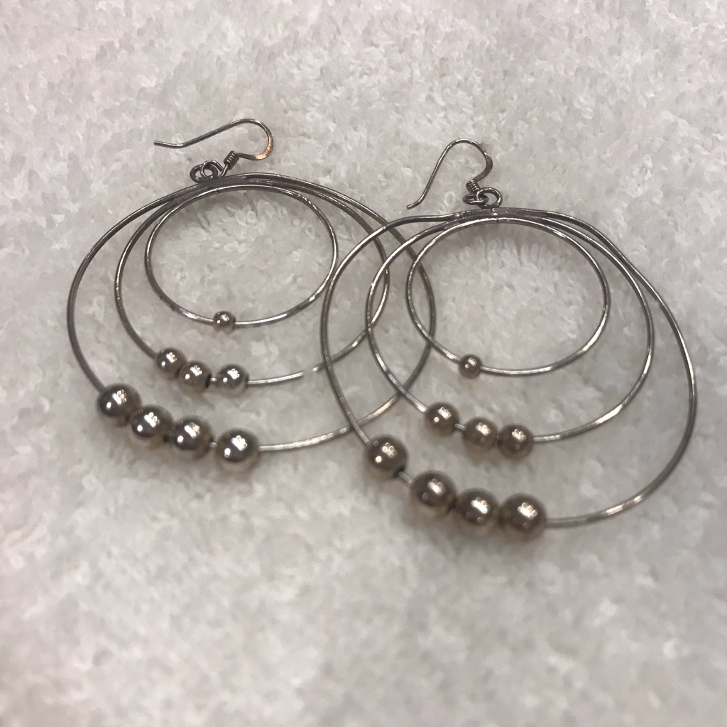 Silver Earrings Multihoops